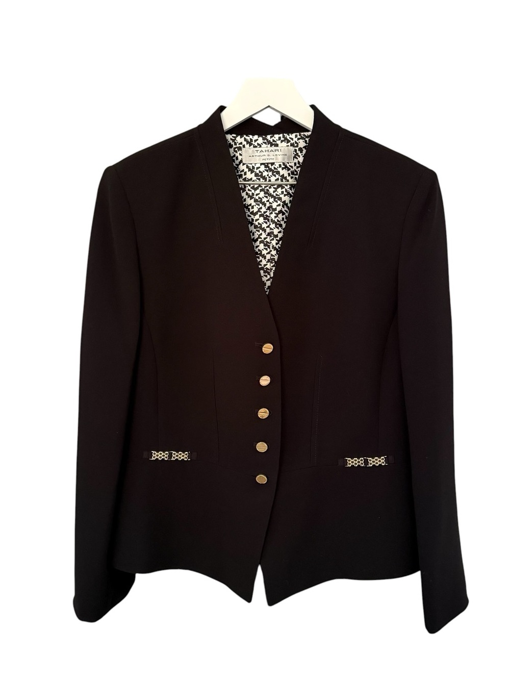 Tahari by Arthur S. Levine Gold Accent Lined Blazer Jacket Women’s Size Medium
